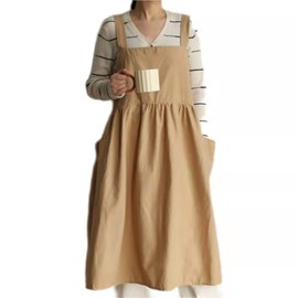 SF-ZXTINP Soft Cotton Kitchen Cooking Apron with Cross Back - for Cooking Catering Work Commercial Restaurant Size Can Be Adjusted, khaki