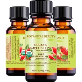 Botanical Beauty Organic Grapefruit Pink Essential Oil. 100% Pure, Premium Quality, Undiluted. 1 Fl Oz - 30 ml.