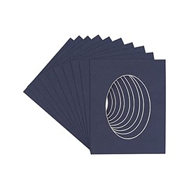 CountryArtHouse Navy Blue Acid Free 10x30 Oval Picture Frame Mat with White Core Bevel Cut for 8x24 Pictures - Fits 10x30 Frame - Pack of 25 Matboard Show Kits with Acid Free Backings & Clear Bags