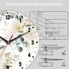 SPUNKER Wall Clock,White Flowers 10 Inch Wall Clock,Rose Peony Leaves