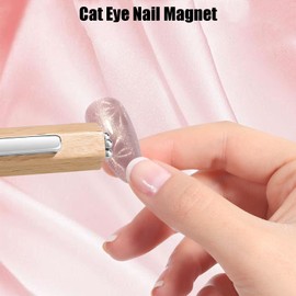 Funngy Nagelmagnet mit Holzgriff,Multi-Funktions Katzenaugen Magnet mit Silikon Schutzhülle Ultra Starker Magnet für Cat Eye UV Gel Nagellack und Magnetic Nail Art Werkzeug für Präzise Formung
