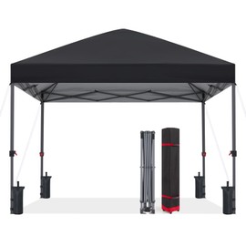 ABCCANOPY Pop Up Canopy - 10x10 Outdoor Patio Portable Canopy Tent Heavy Duty for Backyard and Deck with 4 Sandbags(Dark Black, 10x10)