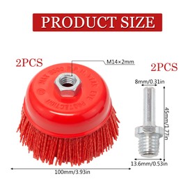 Pilikoll Pack of 2 Nylon Cup Brush Drill with Internal Thread M14 x 2 Diameter 100 mm Cup Brush Wire Brush Angle Grinder Wire Brush Drill Cup Brush for Rust Removal, Metal Polishing and Cleaning