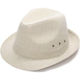 YeeHeen Fedora Hat for Men Women Linen Panama Hat Jazz Gatsby Hat Beige