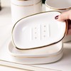 Self Draining Soap Dish, Double-Layer Bar Soap Tray, White Ceramic