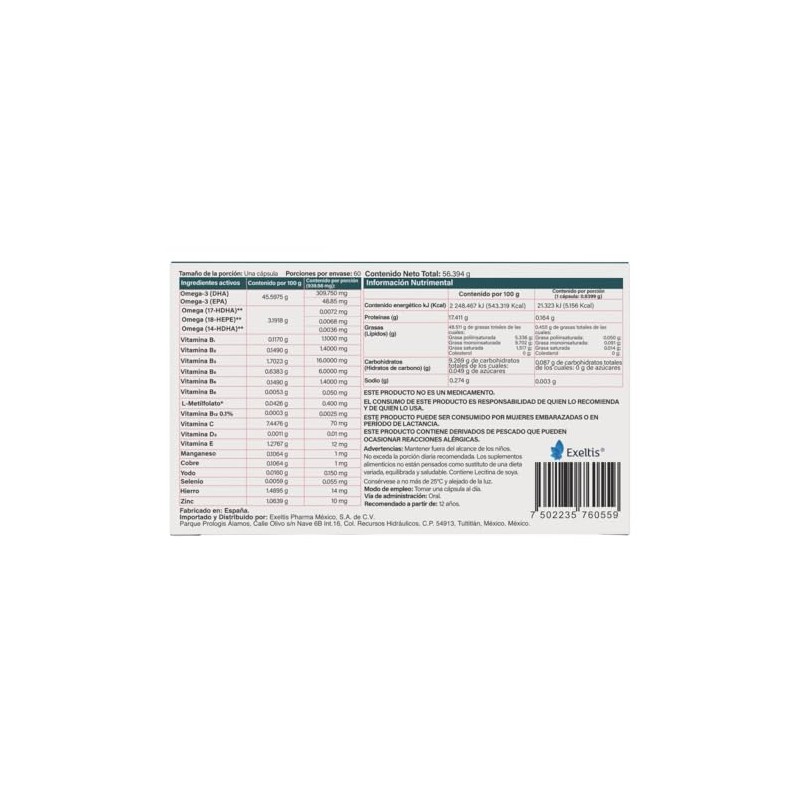 EXELTIS RETHINKING HEALTHCARE Maxella, Omega 3, 17-hdha, 18-hepe,14- . (60)