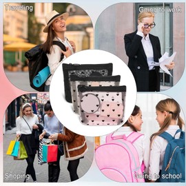 Small Make up Bag, Heart Print Mini Cosmetic Zipper Bags, Small Makeup Bag for Handbag, Compact Makeup Bags for Purse, Available in 5 Stylish Colors