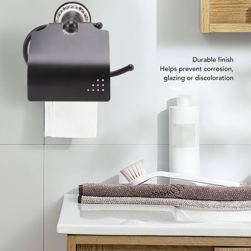 Paper Towel Dispenser Dark Bronze Blue and White Porcelain Wall