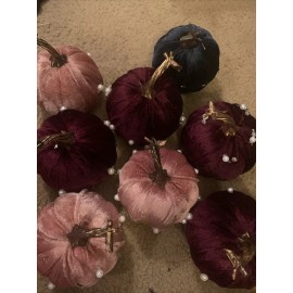 Thanksgiving Pumpkin assorted Hand Stitched Beaded Burgundy Pink Velvet Pearl