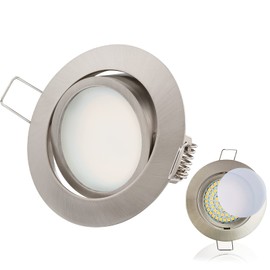 Ultra-flat, Recessed LED Spotlight, Great Design, Warm White, Cool White, 3.5 W, 230 V, Stainless Steel Look, Swivel-Mounted