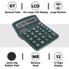 DANRONG Dark Green Desktop Calculator with Big Buttons, Dual Power