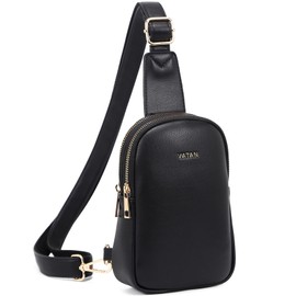 VATAN Small Sling Bag Women's Crossbody Fanny Packs Leather Crossbody Bags for Women (B-Black)