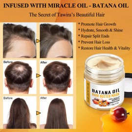 Mysense Batana Oil Hair Mask for Hair Growth and Deep Conditioning, Organic Hair Care with Castor Oil, Coconut Oil for Dry Damaged Hair Repair and Hair Thickness, 4.2oz