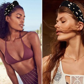 YARIEW Football Headband for Women Pearl Rhinestone Jeweled Knotted Headband Top Knot Headband for Women Football Accessories Sports Fan Mom Gifts (Black)…