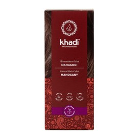 khadi Mahogany Plant-Based Hair Colour, Hair Colour for a Velvety, Earthy Red to Intense Dark Red-Brown, Natural Hair Colour, 100% Plant-Based, Natural & Vegan, Certified Natural Cosmetics, 100 g