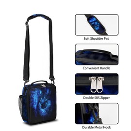 Galaxy Wolf Lunch Box for Kids Boys, Insulated Lunch Bag Reusable Thermal Lunchbox Cooler Tote Handbag with Removable Adjustable Shoulder Strap for Adults Women Men Picnic Work School