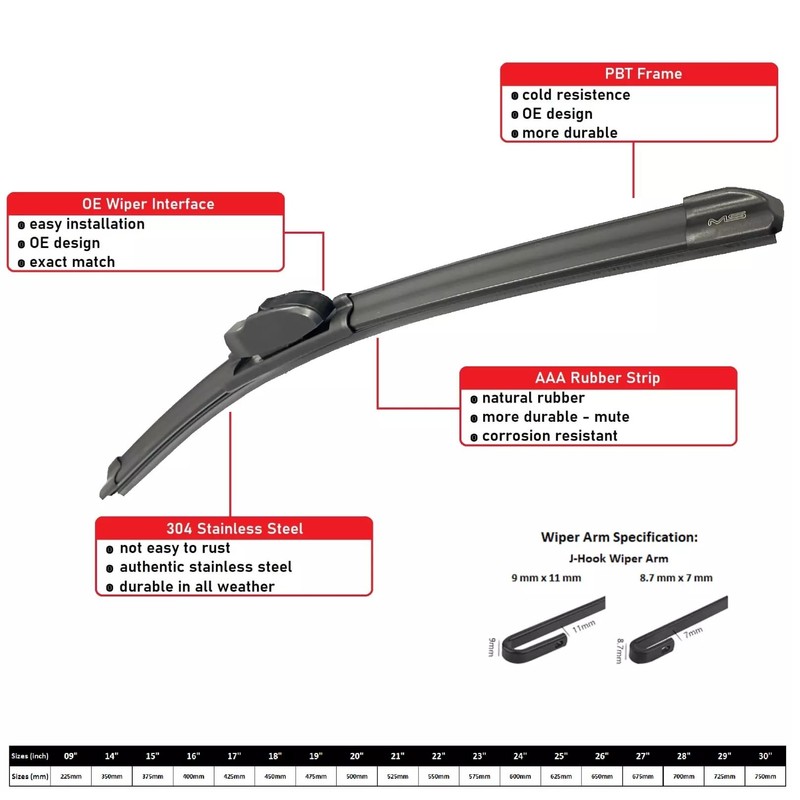 Front Wiper Blades For MAZDA 3 2014-2020 5 2016-2017 6