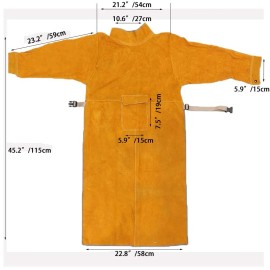 Jewboer Leather Welding Apron with Sleeve,Heavy Duty Welding Jacket,Heat Flam...