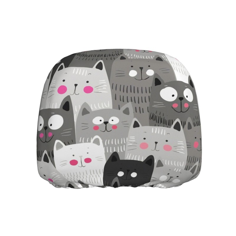 DSSWTP Cat Pattern Universal Car Headrest Cover Soft Car Seat