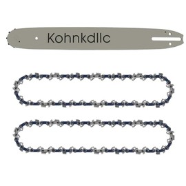 Kohnkdllc 16 inch Chainsaw Chains Guide Bar and 2 Pack 3/8 .050 Inch 56 Drive Links for Stihl MS170, for Greenworks 20312, for RYOBI RY3716, for WORX WG303.1