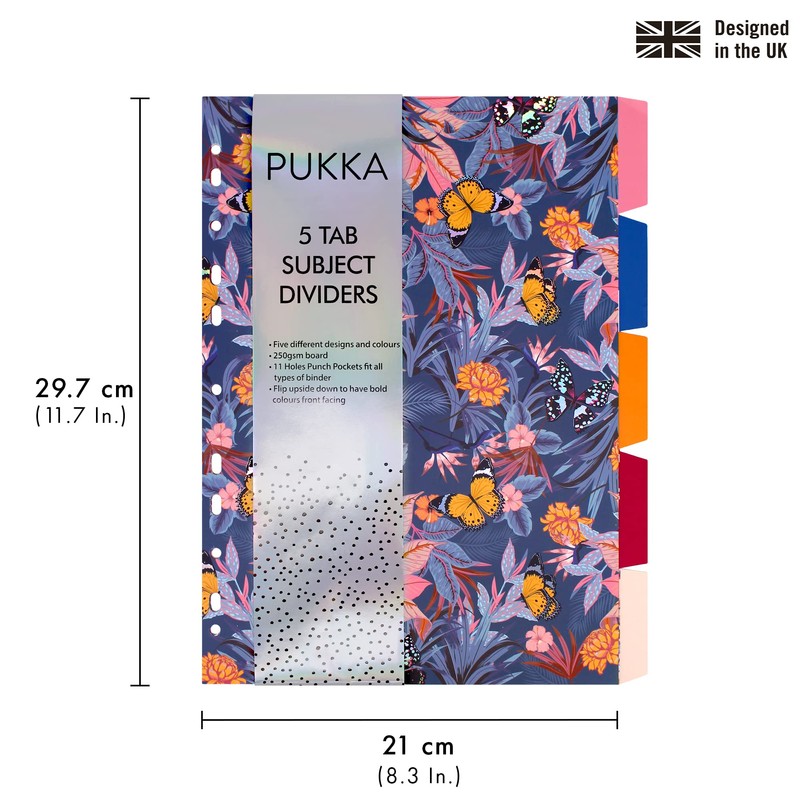 Pukka Pad, Bloom A4 5-Part Divider Set – 5 Reversible