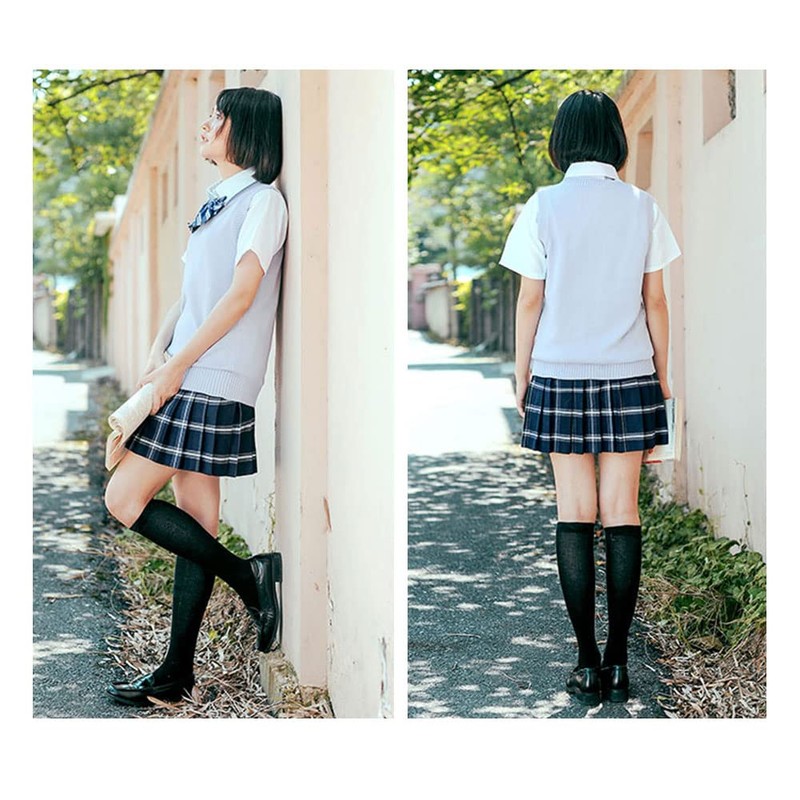 ZUEVI School Vest, Girls' Uniform Vest, Student, V-Neck, Loose Knit,
