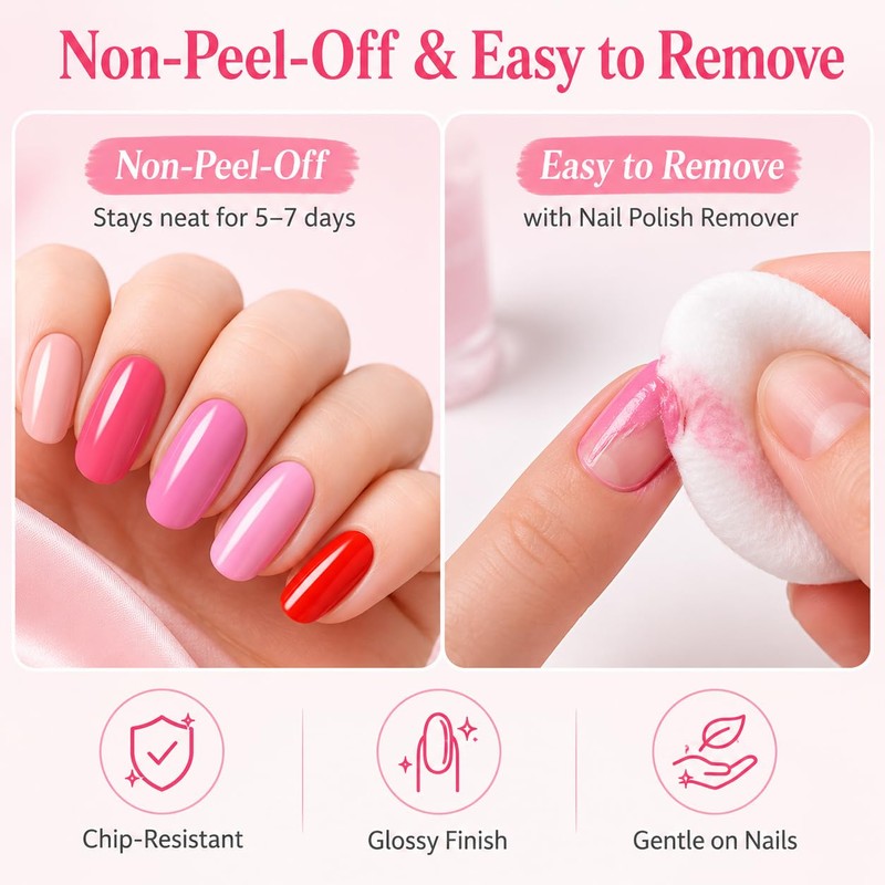 Pink Nude Nail Polish Pens 6 Colors, Quick Dry Water