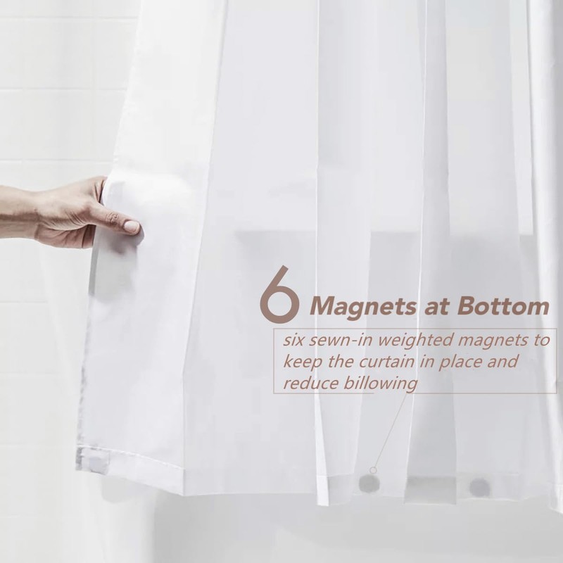 Felisa Waterproof Fabric Shower Curtain Liner with 6 Weighted Magnets,72