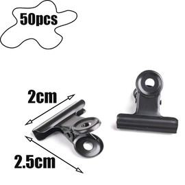 Armastuse Small Bulldog Paper Clips, Pack of 50 Small Bulldog Paper Clips, Multi-Function Clip for Clips, Letter Clips for Photos, Office and Kitchen (Black, 22 mm)