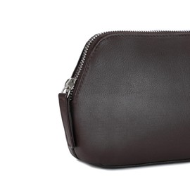 Women's Leather Cosmetic Bag - Medium Travel Makeup Pouch - Make-Up Case (Brown)