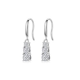 Stellar Elegance Women's 925 Silver Thick Rhodium Plated Dangle Earrings with Sparkling Moissanite - Elegant Allergy Free Jewellery in White Gold Look