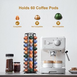 ZECENN Coffee Pod Holder for Nespresso OriginalLine, Coffee Pod Storage Organizer 360 Degree Rotatable Capsules Carousel for Nespresso, for Home Bar Countertop (60 pods)