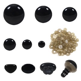 TOAOB 200pcs Safety Eyes and Noses with Washers Crafts Crochet Eyes 6mm to 14mm Black Plastic Safety Eyes for Amigurumis and Stuffed Animals Bears Making