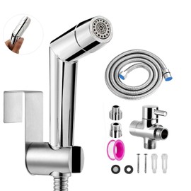 Bidet Handbrause Set, einstellbarer Sprühkopf ABS Dual-Modus (Jet/Stream) - für Dusche Badezimmer Hygiene Toilettenpapier Windelreinigung, mit G1/2" Ventil und eine G3/8" Toilette Adapte
