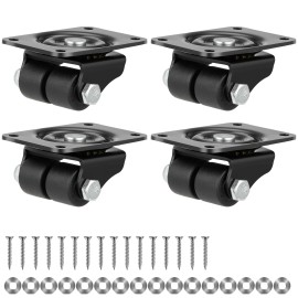 Finnhomy 1 Inch Caster Wheels Set of 4 Heavy Duty Low Profile Plate Swivel Casters Pre