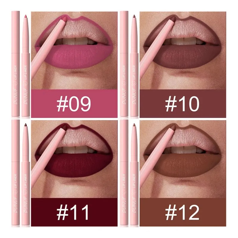 Set 12 Delineadores Labiales Mate Dunuf Retráctiles 01