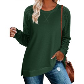 Zeagoo Womens Tops Long Sleeve Crew Neck Tunic Shirts Trending Clothes 2024 Pullover Tunic Tops for women 2024 Fashion Pullovers Green S