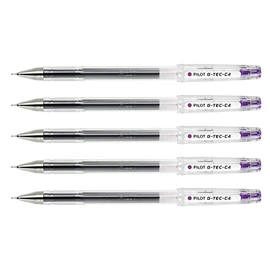 Pilot G-TEC-C4 Gel Ink Rollerball Pen Ultra Thin Tip 0.4mm 0.2mm Purple (Pack of 5)