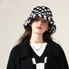 Malaxlx Winter Faux Fur Furry Chess Black White Bucket Hat