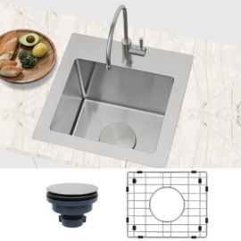 Lonsince Drop In Bar Sink 17 X 19 inch,16 Gauge Stainless Steel Bar Sinks,Small RV Sink