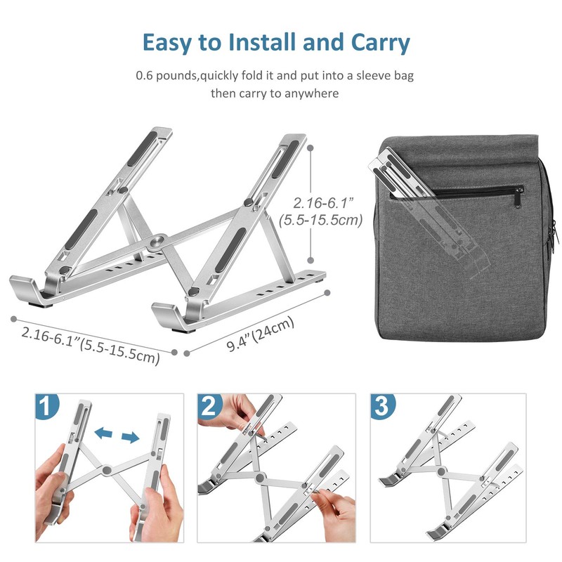 ivoler Laptop Stand for Desk, Adjustable Laptop Riser Aluminum Ergonomic