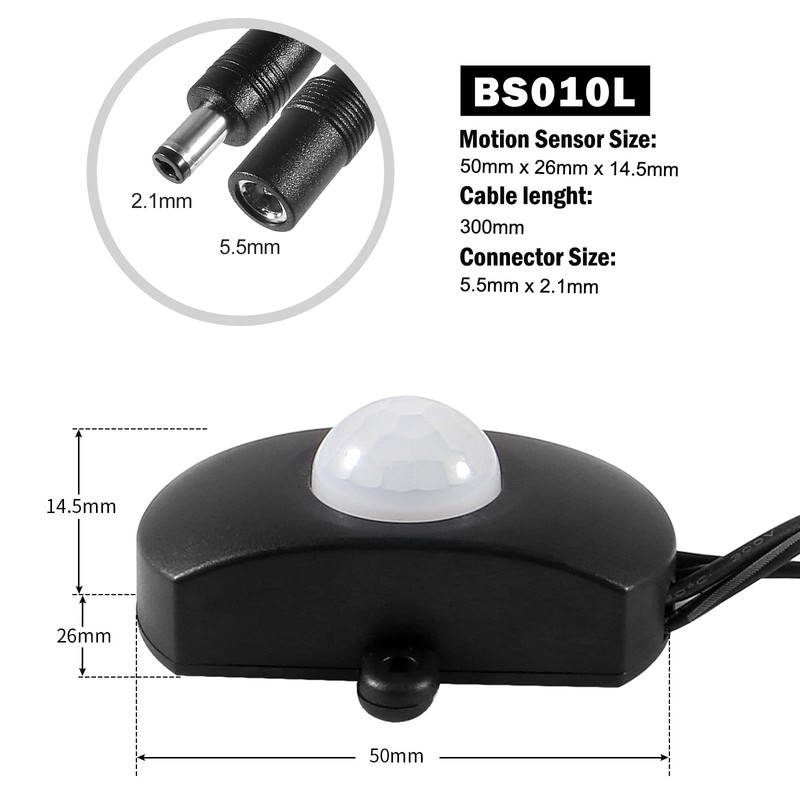 2 Pack BS010L DC 5V to 24V 5A Mini Pir