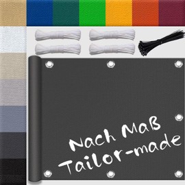 Sun Sail Sun Protection with Eyelets 1 x 2 m Waterproof Rectangular Small Sun Sail Made to Measure Canvas Awning Fabric Square Sun Protection Wind Protection Fabric for Balcony Garden Patio Canopy