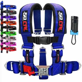 Blue 5 Point Harness & Bypass Plug for Bucket Seat, Latch Release, 9 Color Options, Works with CanAm UTVs, Racing Harness, Race Car, & Off Road Vehicle (1 Unit) [6009A6 CB 5999C]