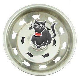 Stainless Steel Cat Kitchen Sink Strainer - Black