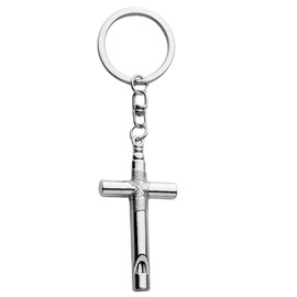 Cross Whistle Keychain for Women Men, Emergency Whistle Keychain for Coach Hiking Camping Safety Survival Whistle for Friends Father Christian Birthday Christmas Gifts for Climber Mountaineer