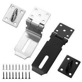 YGCQFH Pack of 2 Padlock Hasp 4 Inch Stainless Steel Lock Latch Hasp Lock Safety Hasp with Screws Padlock Latch for Padlock, Cabinets, Gates