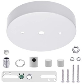 Chandelier Canopy Kit, ECUDIS 5 1/8 Ceiling Lighting Modern Steel Canopy Kit Light Fixture Cover Plate with Hardware for Pendant Lighting Fixtures (White)