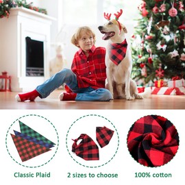 3 Plaid Dog Bandanas – LINKPEACE Christmas Pet Triangle Scarf Classic Plaid Scarves Adjustable Pets Accessories for Small and Large Dog Puppy Cat (Small Plaid)