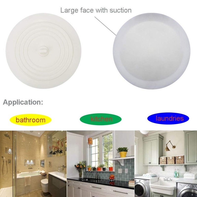 V-TOP Tub Stopper 2 Pack, 6 inches Large Silicone Drain